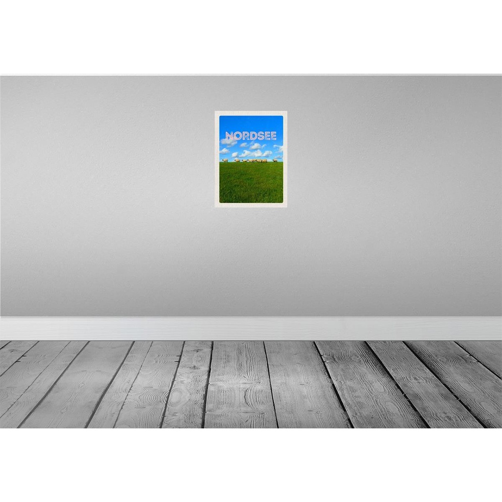 [LA-136832-H] Holzschild 40x30 cm Nordsee Wolken Wiese Schafe Natur Bildmotiv Reisemotiv Europa Bild 2
