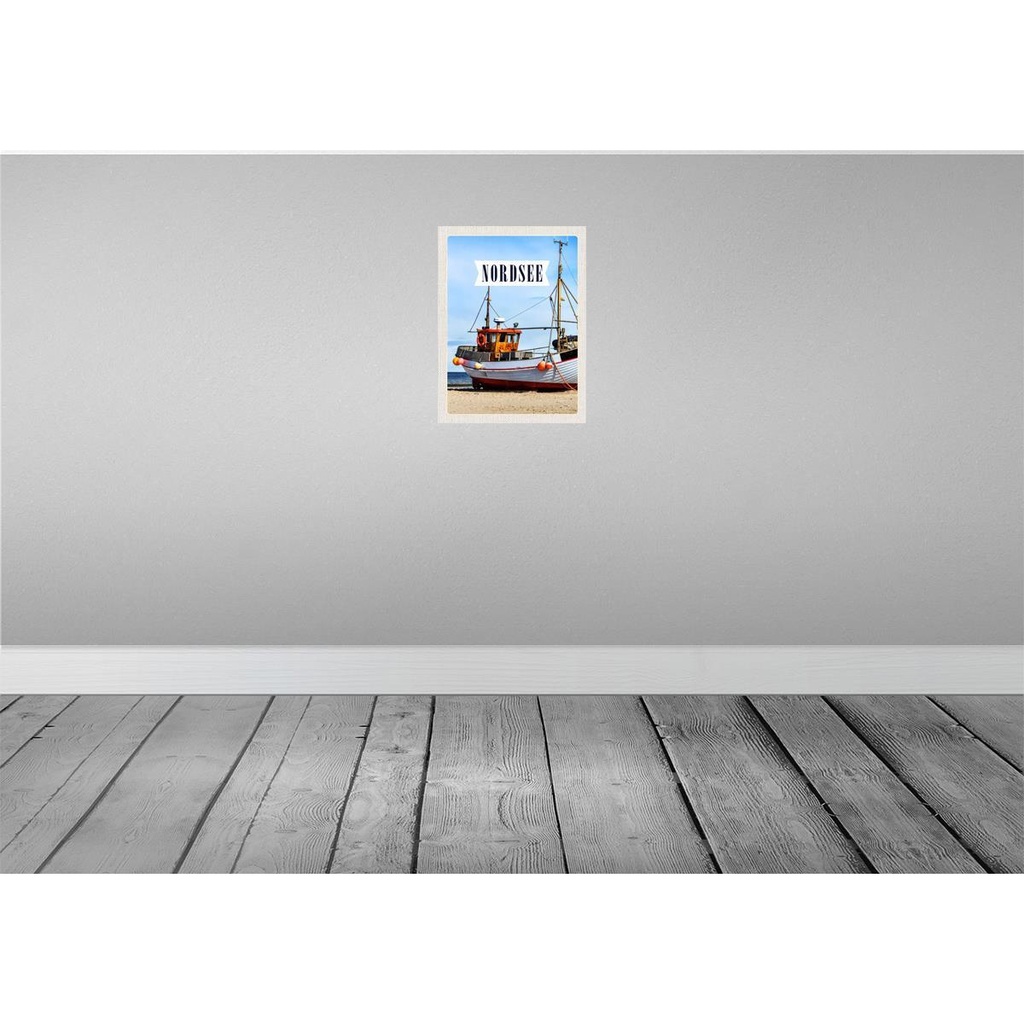 [LA-136834-H] Holzschild 40x30 cm Nordsee Strand Reise Schiff Meer Bildmotiv Reisemotiv Europa Bild 2