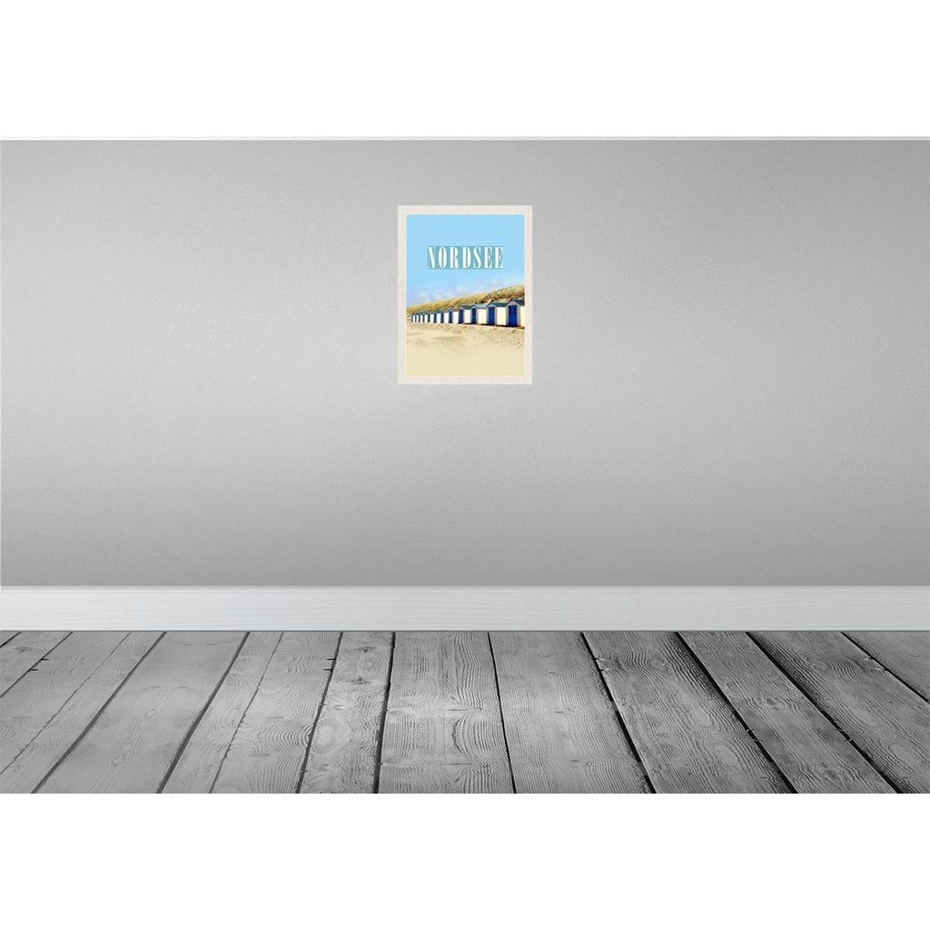 [LA-136836-H] Holzschild 40x30 cm Nordsee Strand Stranhäusschen Sonner Bildmotiv Reisemotiv Europa Bild 2