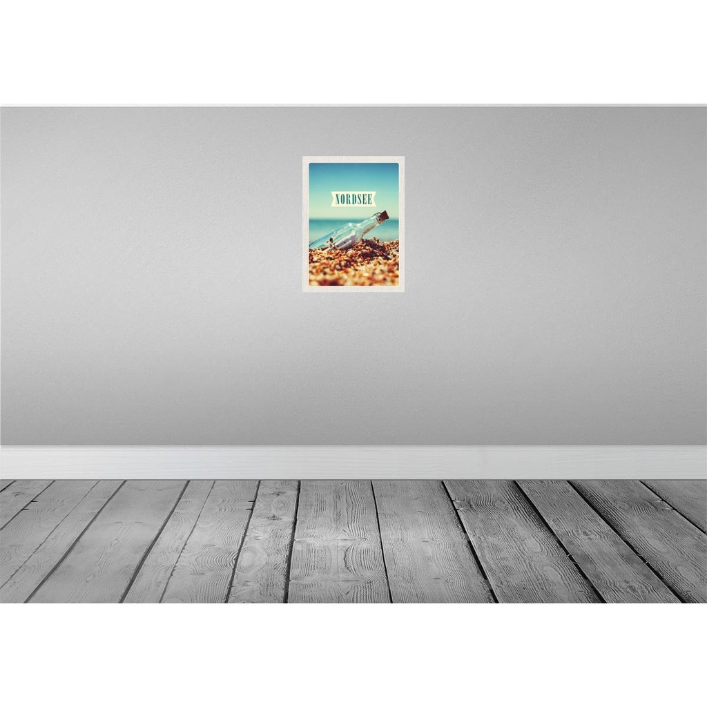 [LA-136839] Blechschild 40x30 cm Nordsee Strand Meer Flaschenpost Bildmotiv Reisemotiv Abenteuer Reisen Europa Urlaub Bild 2