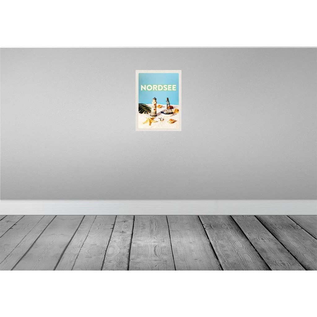 [LA-136840] Blechschild 40x30 cm Nordsee Leuchtturm Strand Seestern Bildmotiv Reisemotiv Abenteuer Reisen Europa Urlaub Bild 2