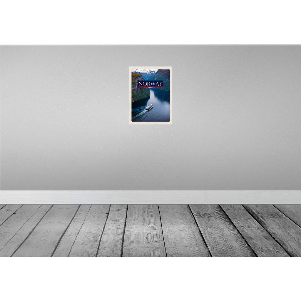 [LA-136847-H] Holzschild 40x30 cm Norwegen Kreuzfahrt Reise Meer Gebirge Bildmotiv Reisemotiv Europa Bild 2