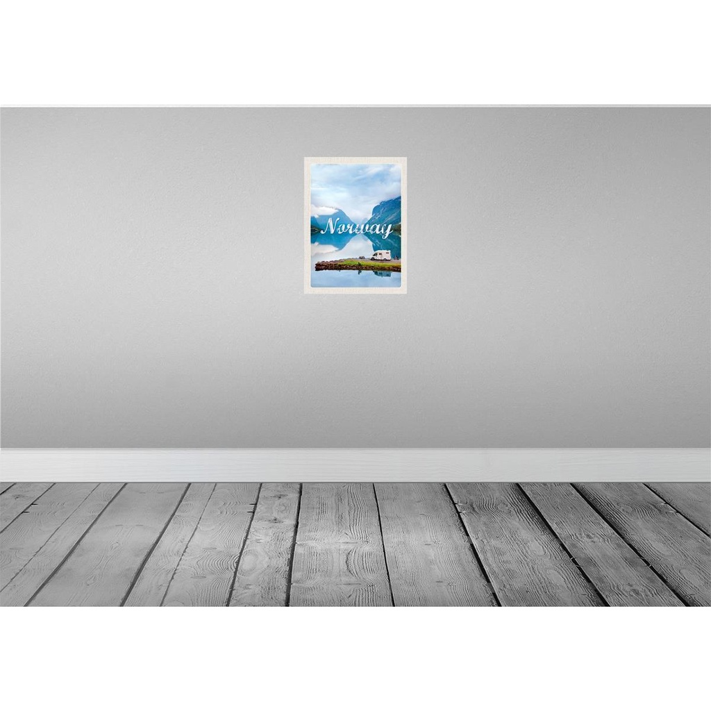 [LA-136849] Blechschild 40x30 cm Norwegen Camping Urlaub Meer Reise Natur Bildmotiv Reisemotiv Abenteuer Reisen Europa Bild 2