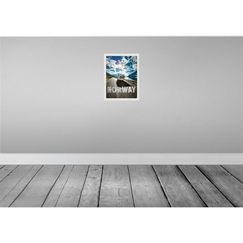 [LA-136851] Blechschild 40x30 cm Norwegen Campinreise Fahrrad Meer Bildmotiv Reisemotiv Abenteuer Reisen Europa Urlaub Bild 2