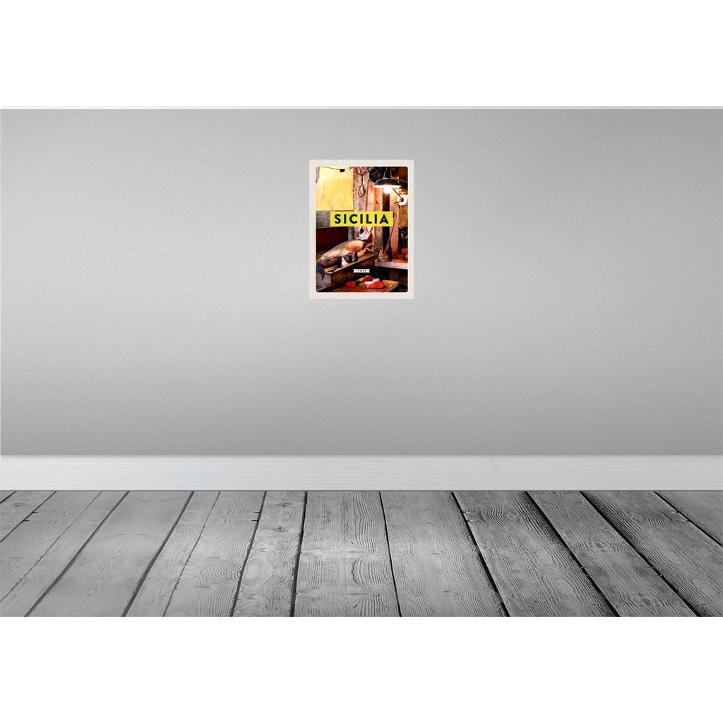 [LA-136881-H] Holzschild 40x30 cm Sizilien Italien Fisch Hohrnhecht Bildmotiv Reisemotiv Europa Bild 2