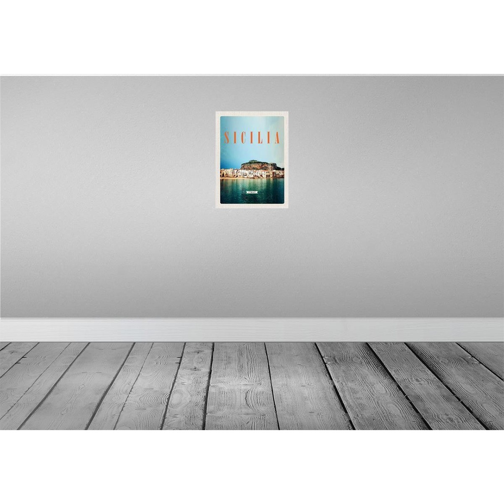 [LA-136883-H] Holzschild 40x30 cm Sizilien Strand Europa Urlaubsort Bildmotiv Reisemotiv Bild 2