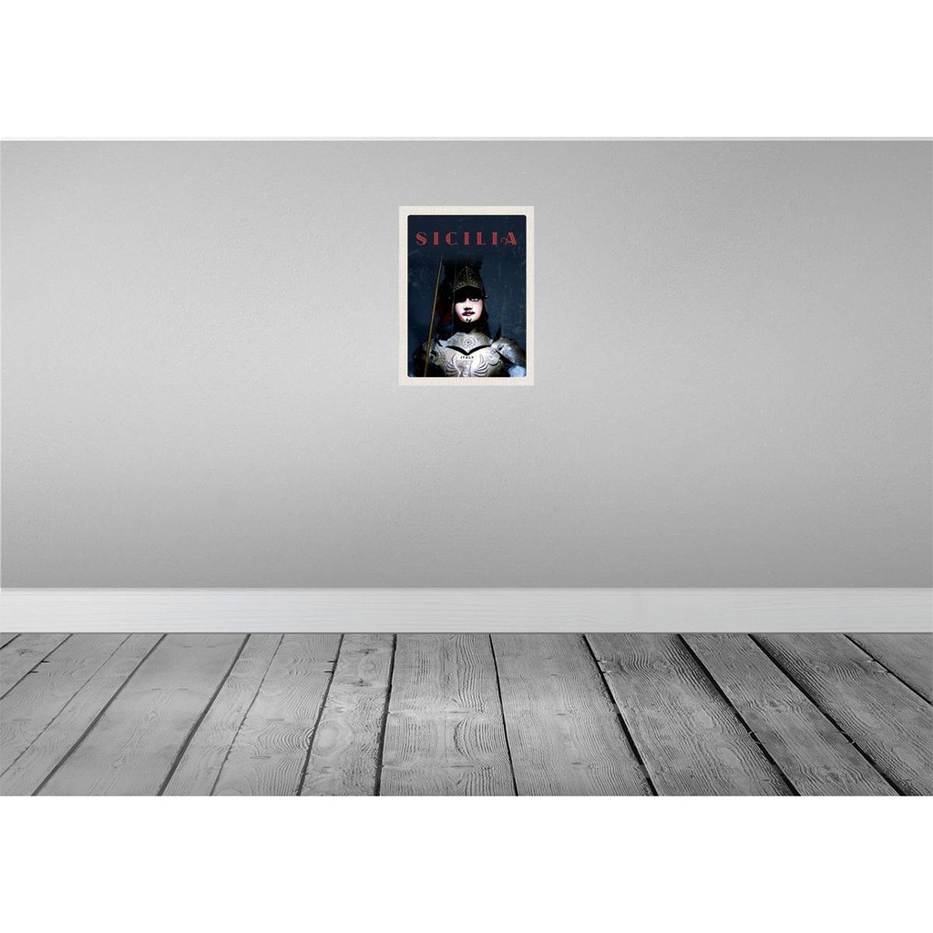 [LA-136884-H] Holzschild 40x30 cm Sizilien Italien Ritter Mittelalter Bildmotiv Reisemotiv Europa Bild 2