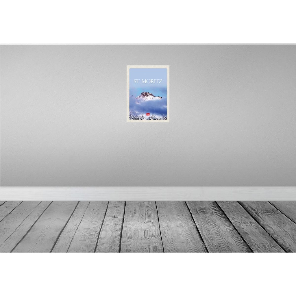 [LA-136898-H] Holzschild 40x30 cm St. Moritz Aussicht auf Berg Spitze Bildmotiv Reisemotiv Europa Bild 2