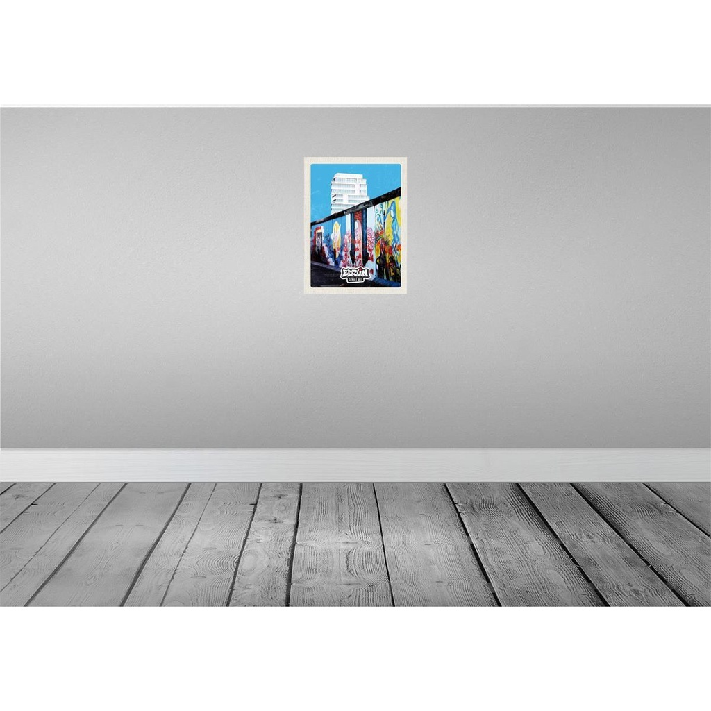 [LA-136909-H] Holzschild 40x30 cm Berlin Hochhaus Graffiti Kunst Straße Bildmotiv Reisemotiv Abenteuer Reisen Bild 2