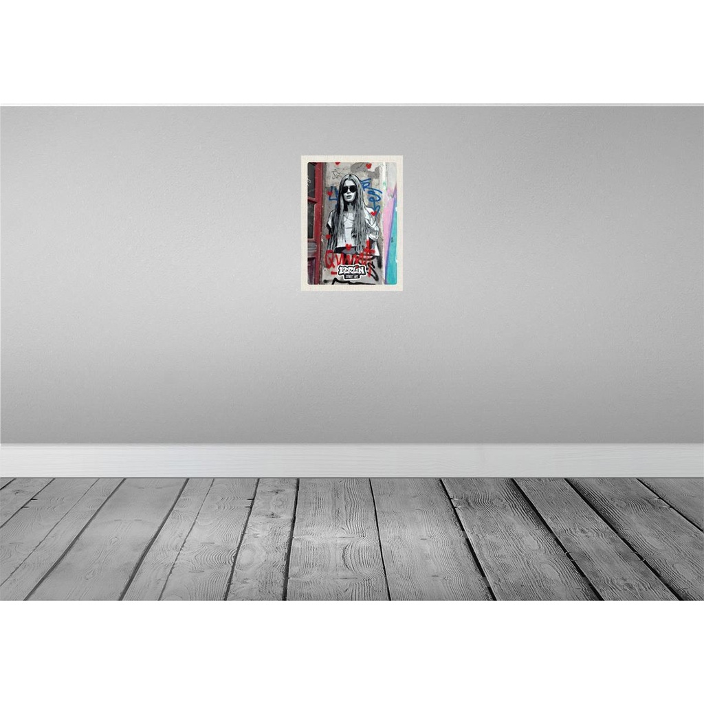 [LA-136920] Blechschild 40x30 cm Berlin schwarz weiß Graffiti Frau Bildmotiv Reisemotiv Abenteuer Reisen Urlaub Bild 2