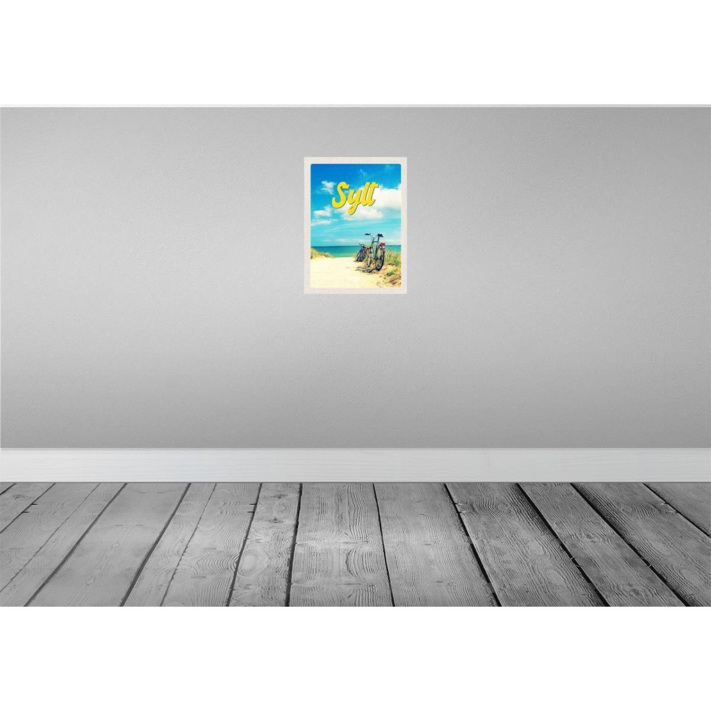 [LA-136925] Blechschild 40x30 cm Sylt Strand Deutschland Urlaub Meer Sand Sommer Fahrrad Bildmotiv Reisemotiv Abenteuer Reisen Bild 2
