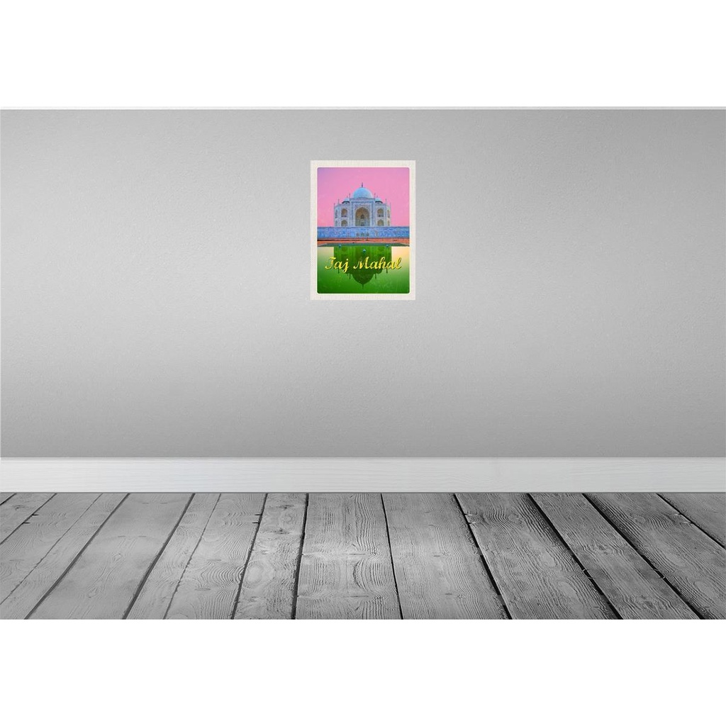 [LA-136940-H] Holzschild 40x30 cm Indien Asien Taj Mahal Agra Yamuna Bildmotiv Reisemotiv Abenteuer Reisen Bild 2