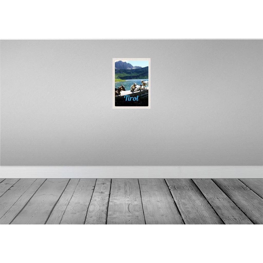 [LA-136952-H] Holzschild 40x30 cm Tirol Österreich Ziegen Wasser Natur Bildmotiv Reisemotiv Europa Bild 2