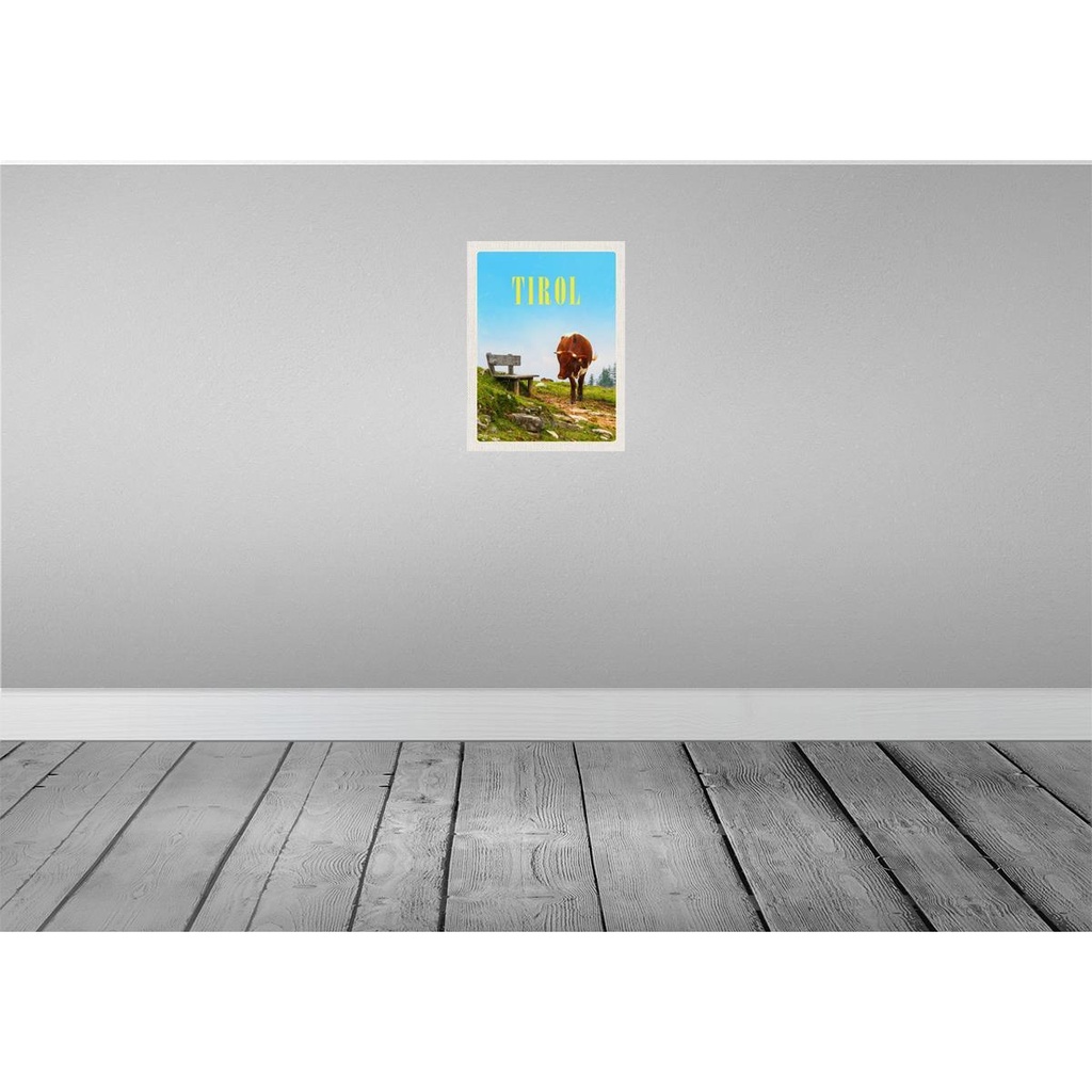 [LA-136960-H] Holzschild 40x30 cm Österreich Natur Kuh Bank Wald Europa Bildmotiv Reisemotiv Bild 2