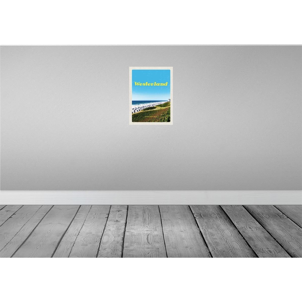 [LA-136967-H] Holzschild 40x30 cm Westerlans Strand Meer Strankörbe Bildmotiv Reisemotiv Urlaub Bild 2