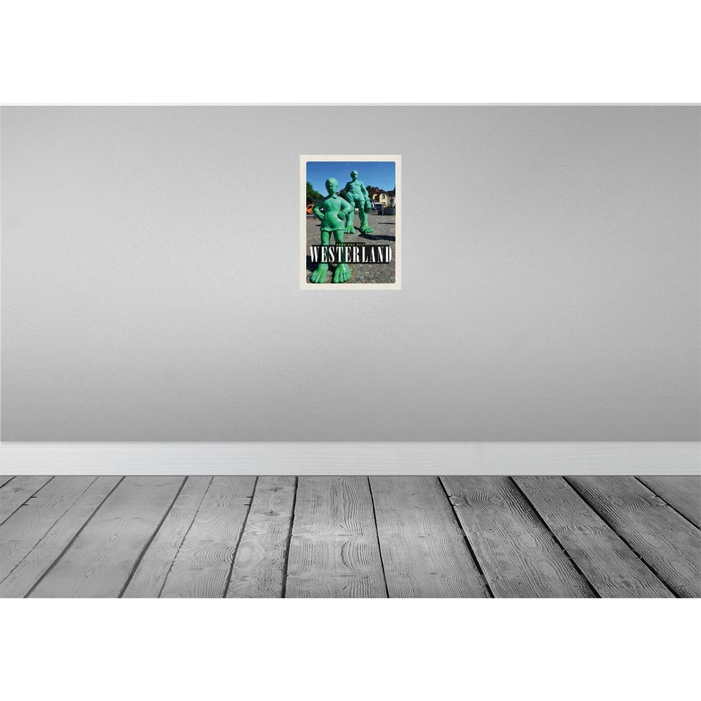 [LA-136968-H] Holzschild 40x30 cm Westerland Skulptur Reisende Riese Bildmotiv Reisemotiv Urlaub Bild 2