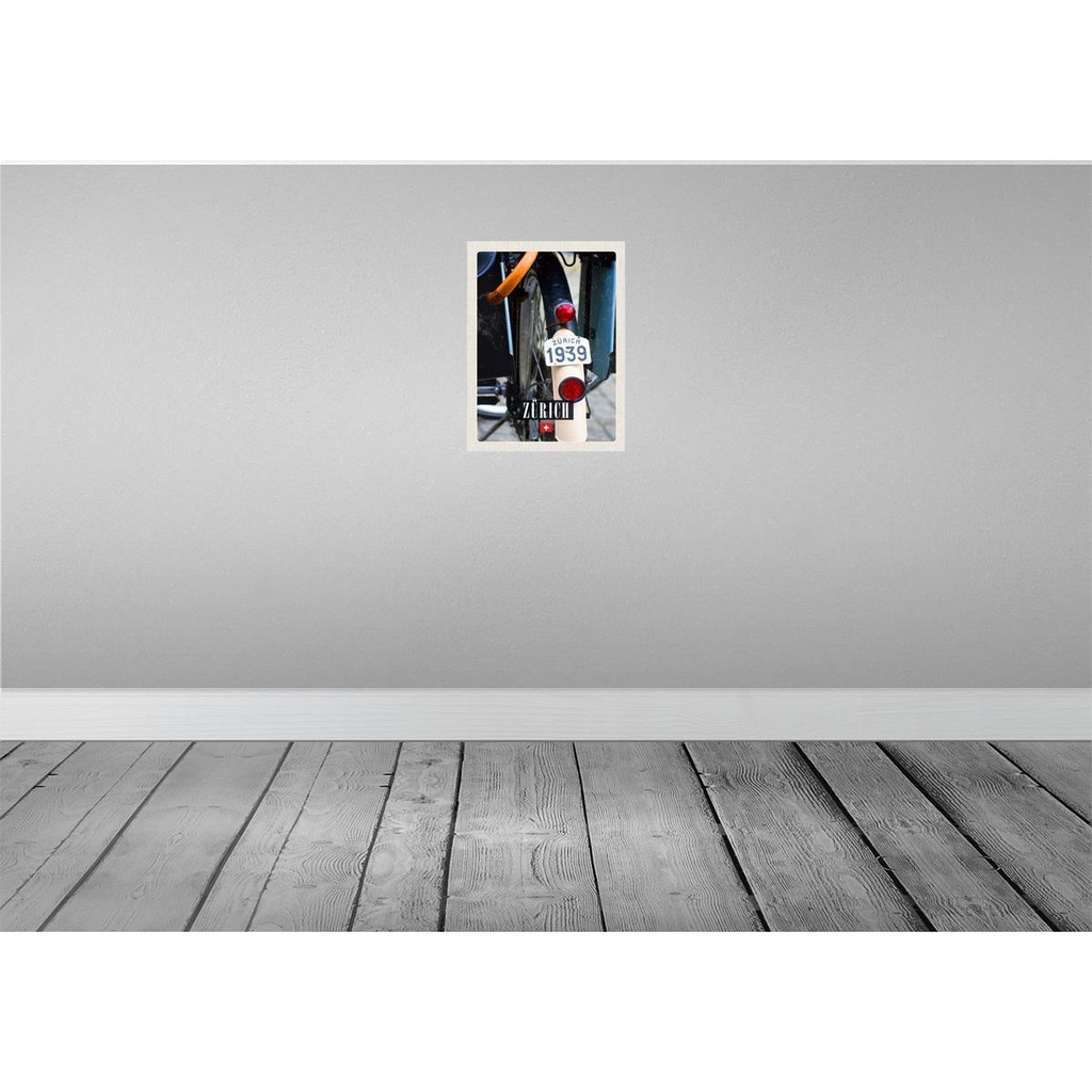 [LA-136974-H] Holzschild 40x30 cm Zürich Fahrrad 1939 Europa Bildmotiv Reisemotiv Straße Stadt Bild 2