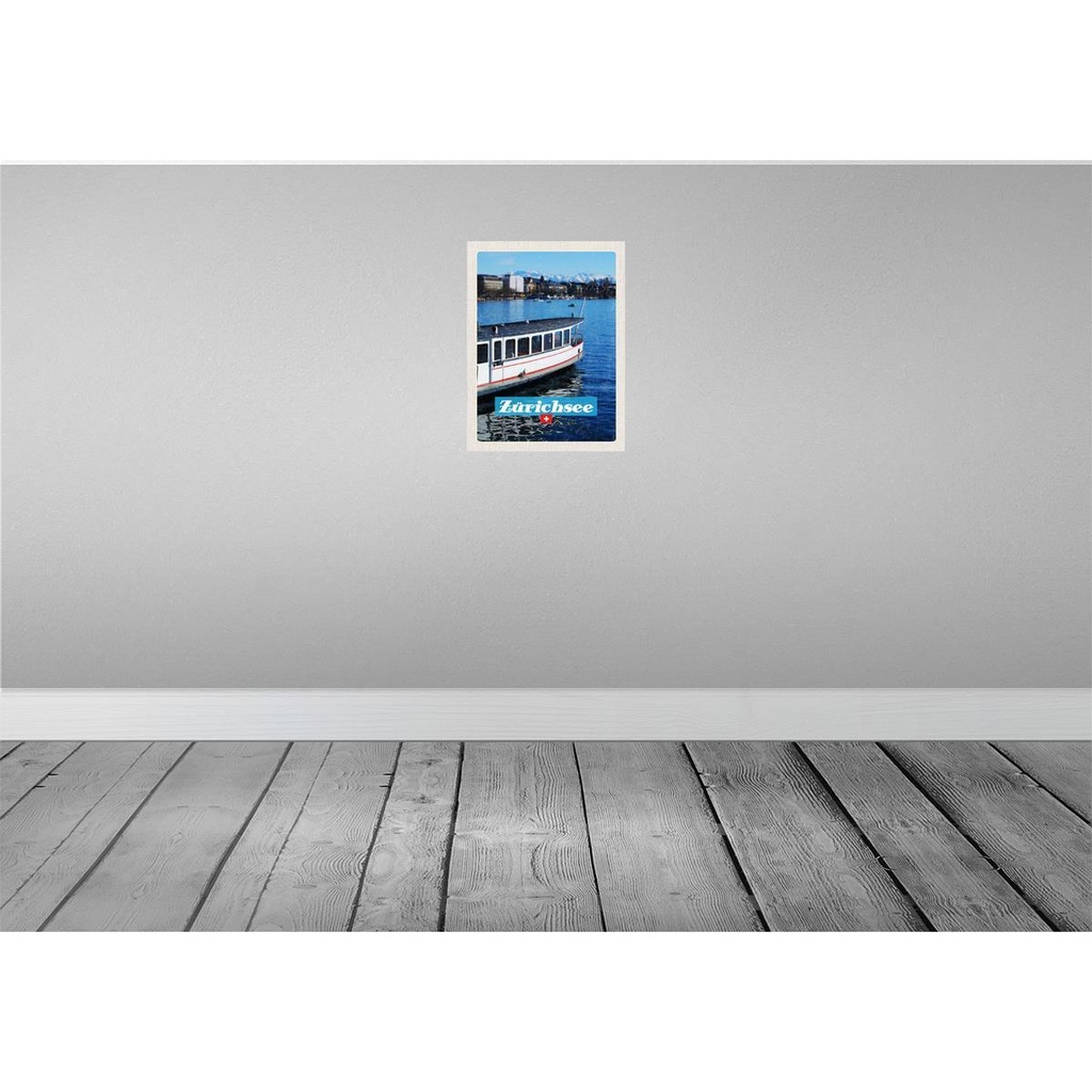 [LA-136981-H] Holzschild 40x30 cm Zürich Schiff Boot See Stadt Gebirge Bildmotiv Reisemotiv Abenteuer Reisen Bild 2