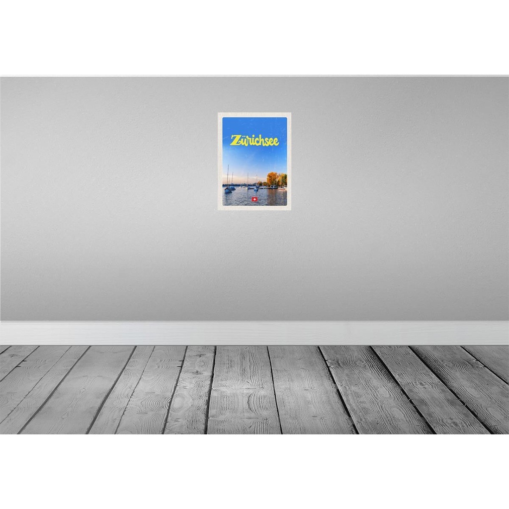 [LA-136982] Blechschild 40x30 cm Zürich See Natur Boote Bootstrip Bildmotiv Reisemotiv Abenteuer Reisen Urlaub Bild 2