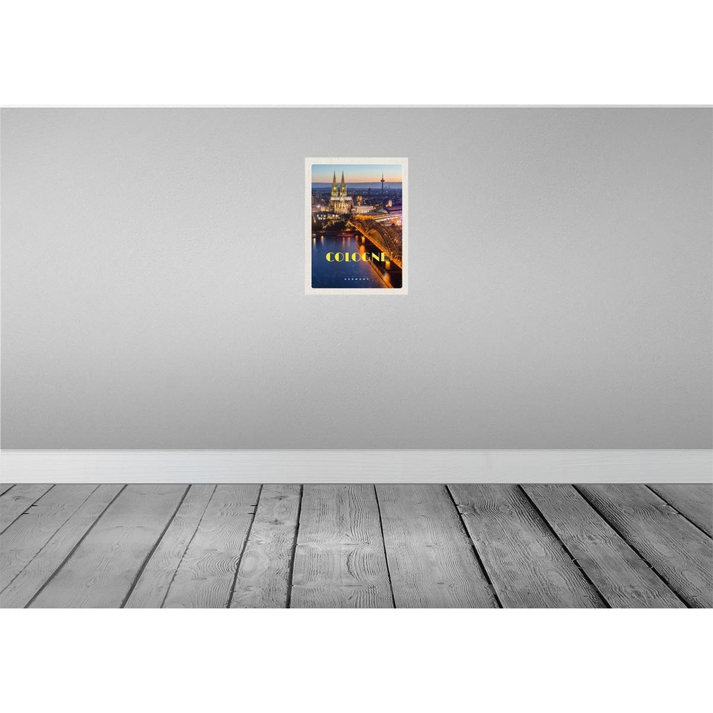[LA-136991] Blechschild 40x30 cm Köln Stadt Deutschland Urlaub Abend Aussicht Brücke Dom Bildmotiv Reisemotiv Abenteuer Reisen Bild 2