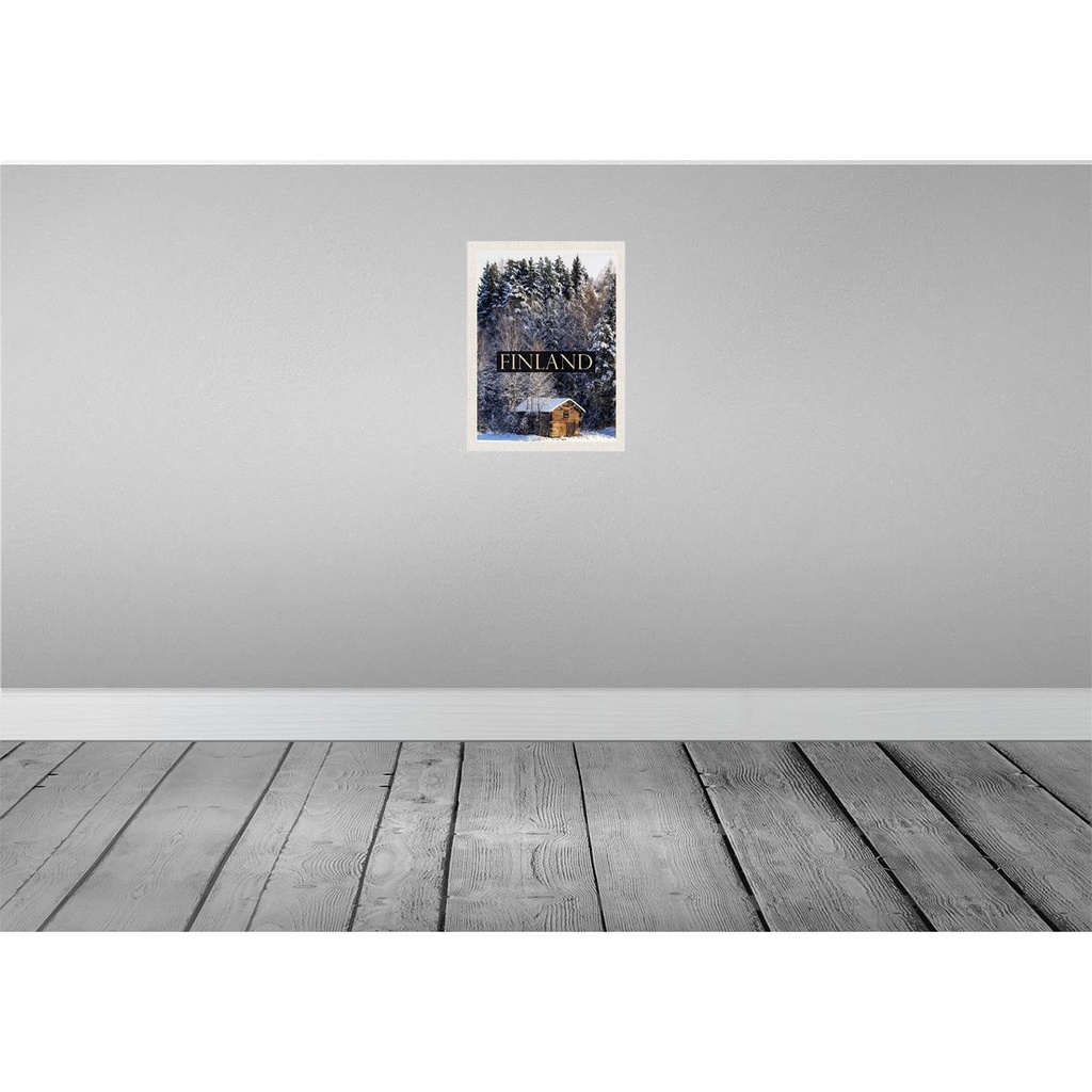 [LA-137039] Blechschild 40x30 cm Finnland Haus Urlaub Schnee Wald Winterzeit Bildmotiv Reisemotiv Abenteuer Reisen Europa Bild 2