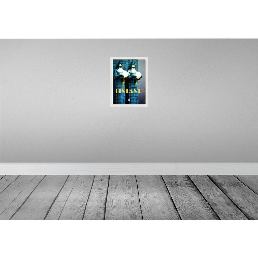 [LA-137046-H] Holzschild 40x30 cm Finnland Skulptur Männer Mittelalter Bildmotiv Reisemotiv Europa Bild 2