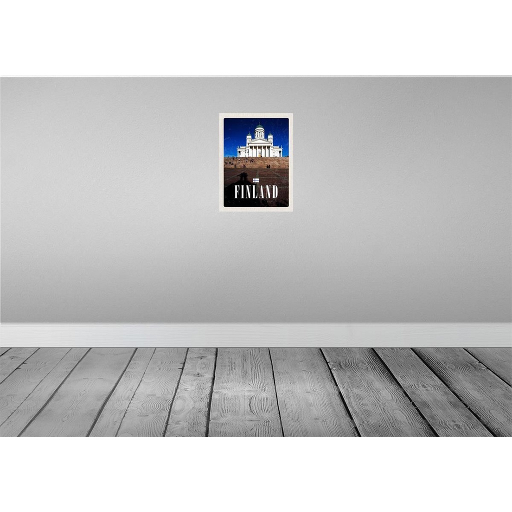 [LA-137048] Blechschild 40x30 cm Finnland Kirche Häuser Architektur Treppe Bildmotiv Reisemotiv Abenteuer Reisen Europa Urlaub Bild 2