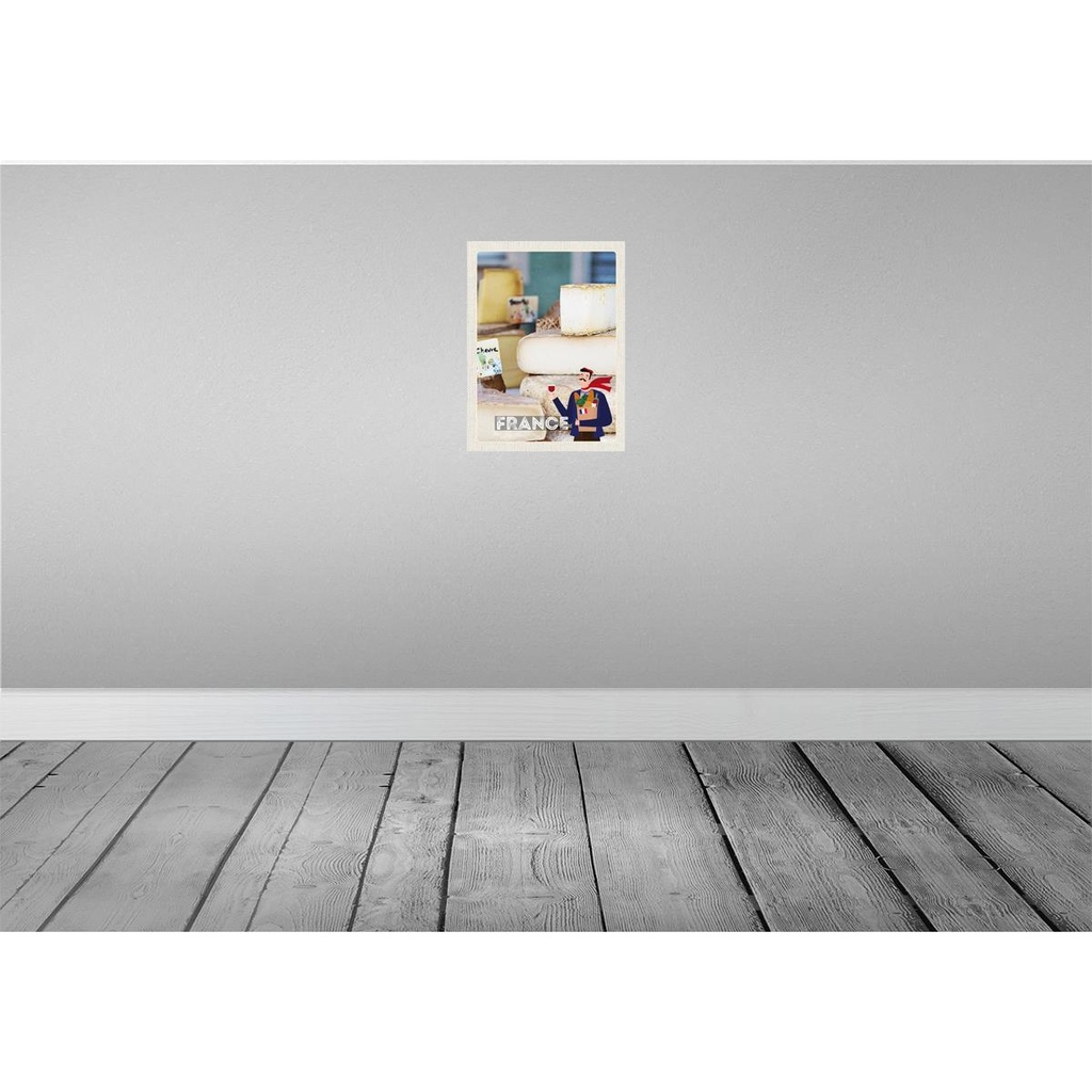 [LA-137056-H] Holzschild 40x30 cm Frankreich verschiedene Käsesorten Bildmotiv Reisemotiv Europa Bild 2
