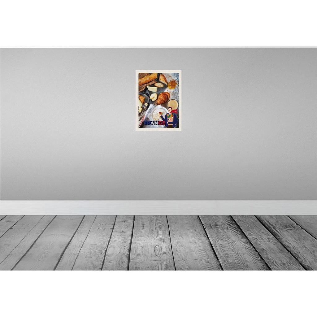 [LA-137058] Blechschild 40x30 cm Frankreich Camembert Croissant Birne Bildmotiv Reisemotiv Abenteuer Reisen Europa Urlaub Bild 2