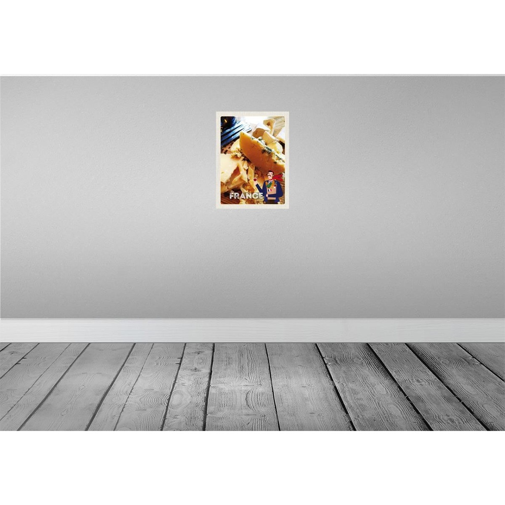 [LA-137062-H] Holzschild 40x30 cm Frankreich Käsesorten Wein Baguette Bildmotiv Reisemotiv Europa Bild 2