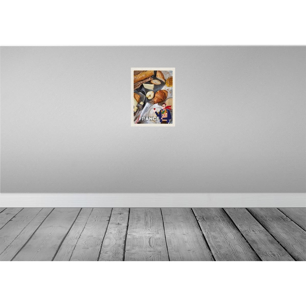 [LA-137067] Blechschild 40x30 cm Frankreich Camembert Croissant Birne Bildmotiv Reisemotiv Abenteuer Reisen Europa Urlaub Bild 2