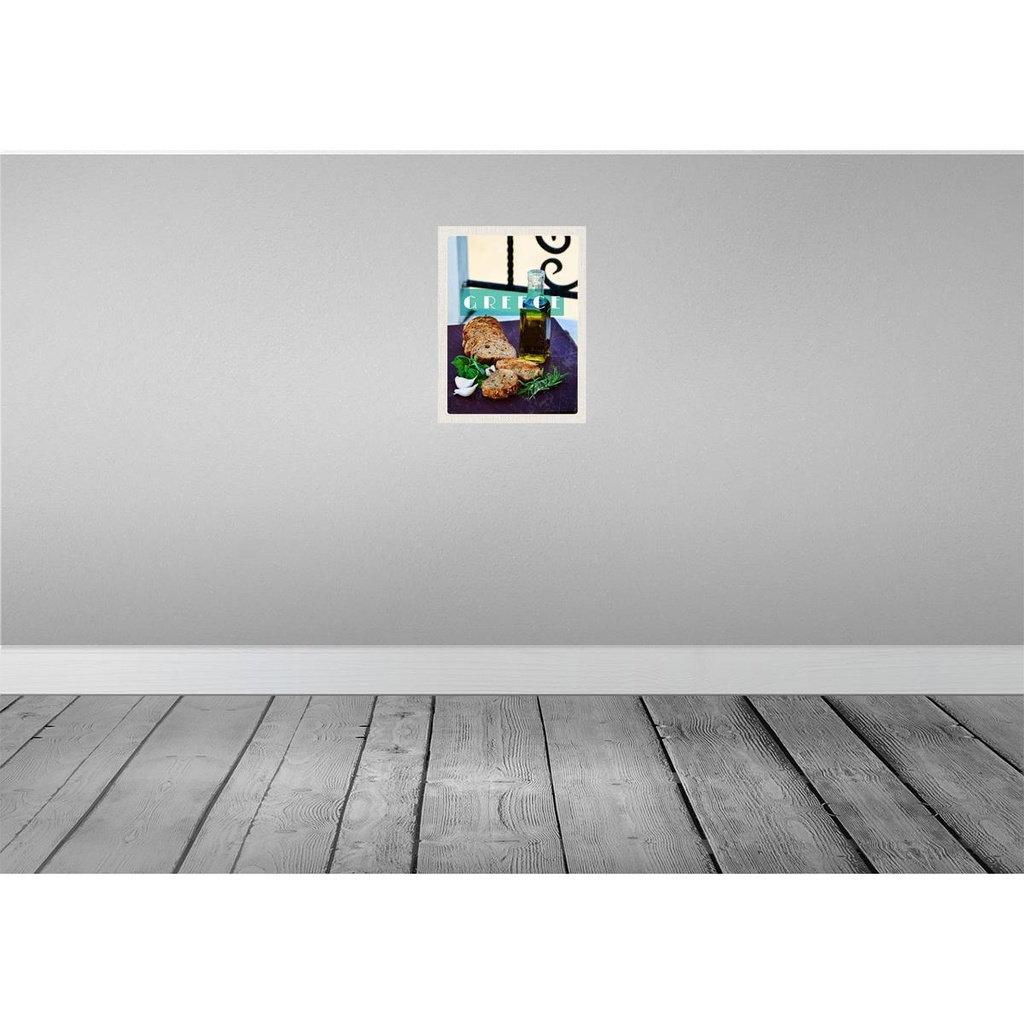 [LA-137079-H] Holzschild 40x30 cm Greece Griechenland Öl Knoblauch Brot Bildmotiv Reisemotiv Europa Bild 2