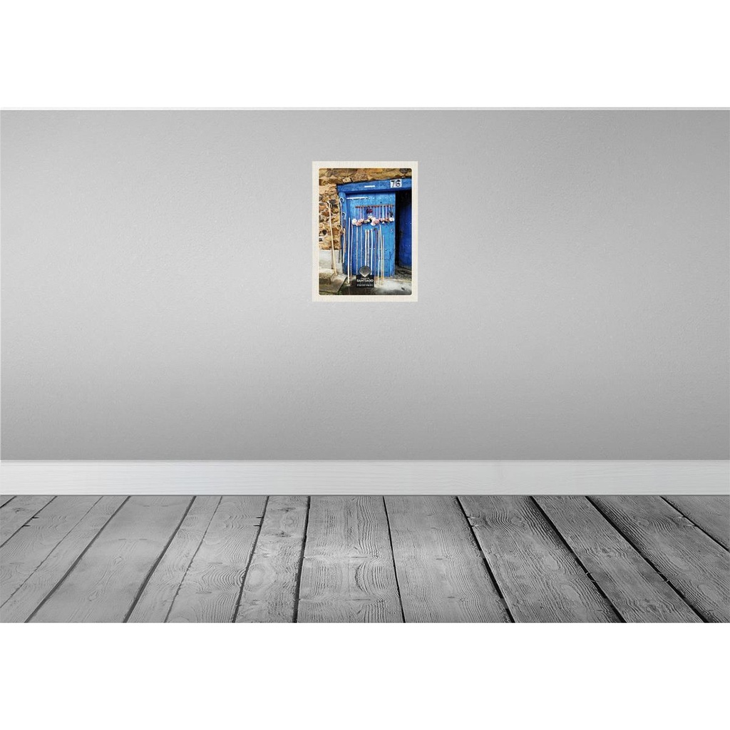 [LA-137091] Blechschild 40x30 cm Spanien Muscheln Urlaub blaue Tür Gehstock Bildmotiv Reisemotiv Abenteuer Reisen Europa Bild 2