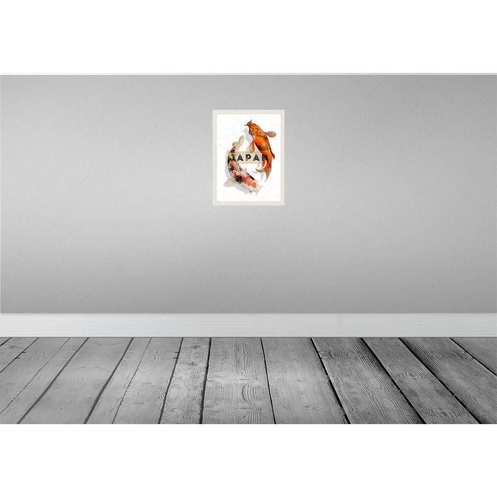 [LA-137098-H] Holzschild 40x30 cm Japan Koi Fische AsienKunst Bildmotiv Reisemotiv Abenteuer Reisen Bild 2