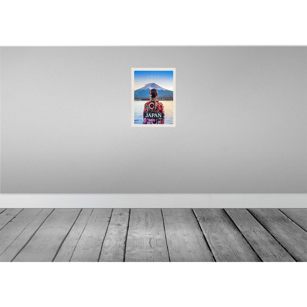 [LA-137107-H] Holzschild 40x30 cm Japan Frau Gebirge Kleidung Schnee Bildmotiv Reisemotiv Abenteuer Reisen Bild 2