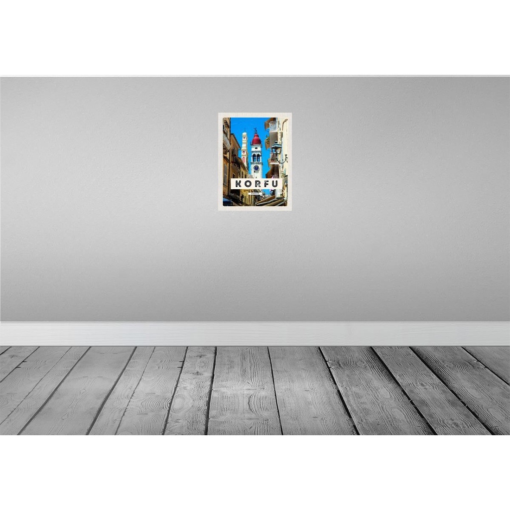 [LA-137111-H] Holzschild 40x30 cm Korfu Greece Griechenland Bildmotiv Reisemotiv Europa Bild 2