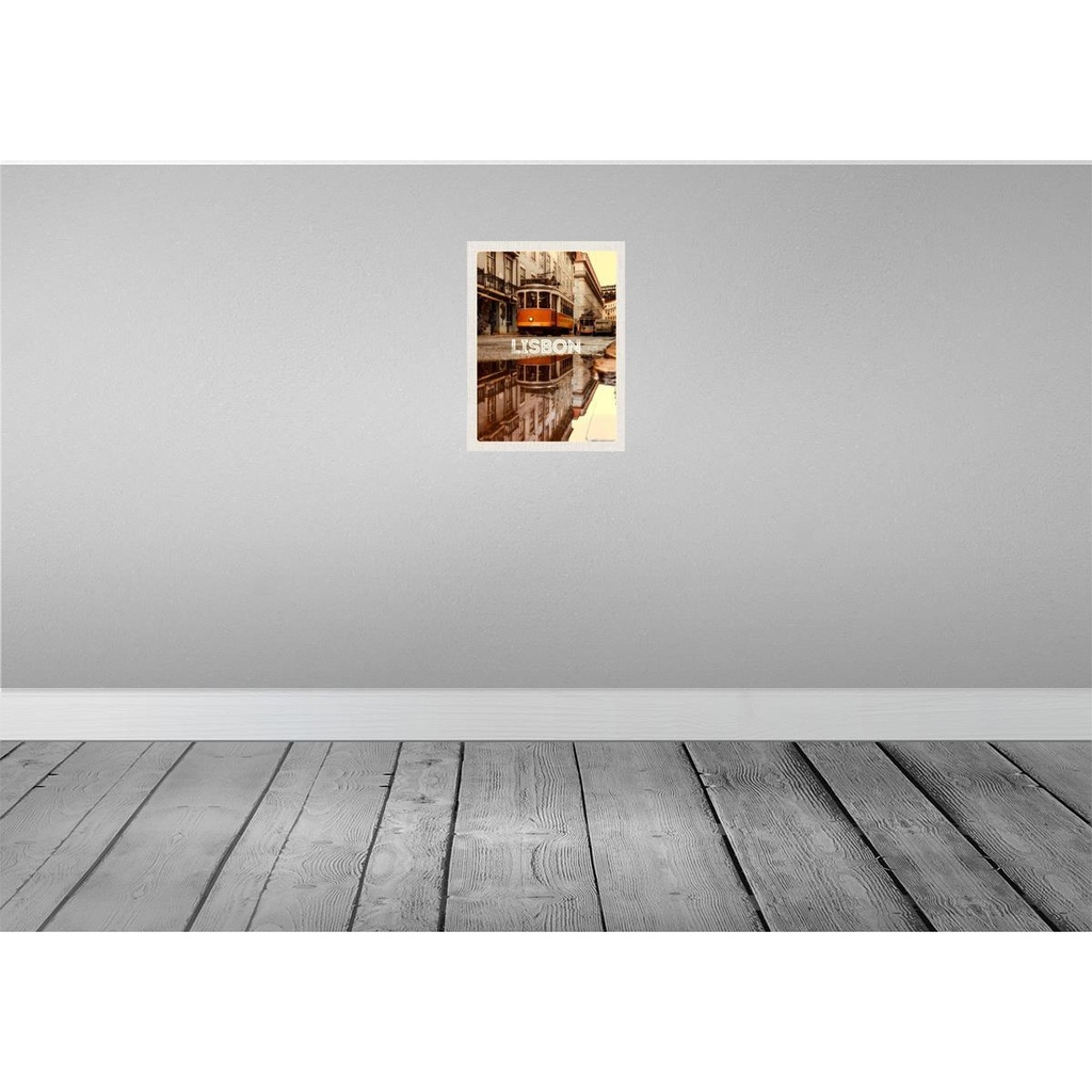 [LA-137113-H] Holzschild 40x30 cm Lisabon Europa Straßenbahn Stadt Bildmotiv Reisemotiv Bild 2