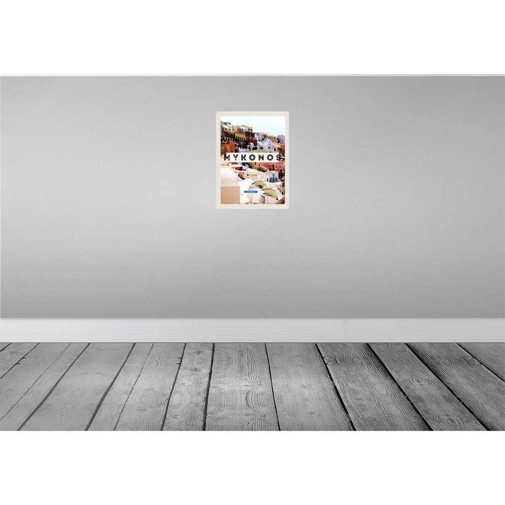 [LA-137118-H] Holzschild 40x30 cm Griechenland Mykonos Greece Bildmotiv Reisemotiv Straße Stadt Bild 2