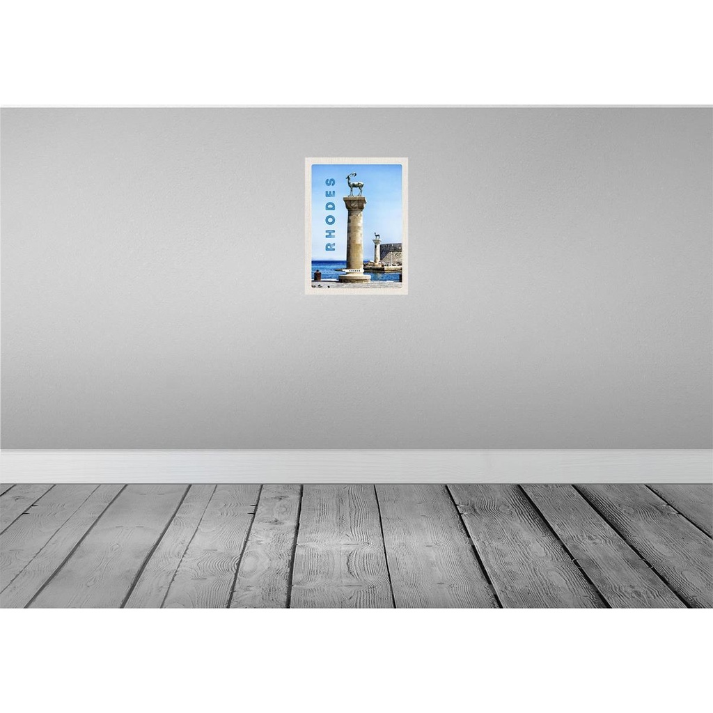 [LA-137133-H] Holzschild 40x30 cm Griechenland Rhodos Meer Skulptur Bildmotiv Reisemotiv Europa Bild 2