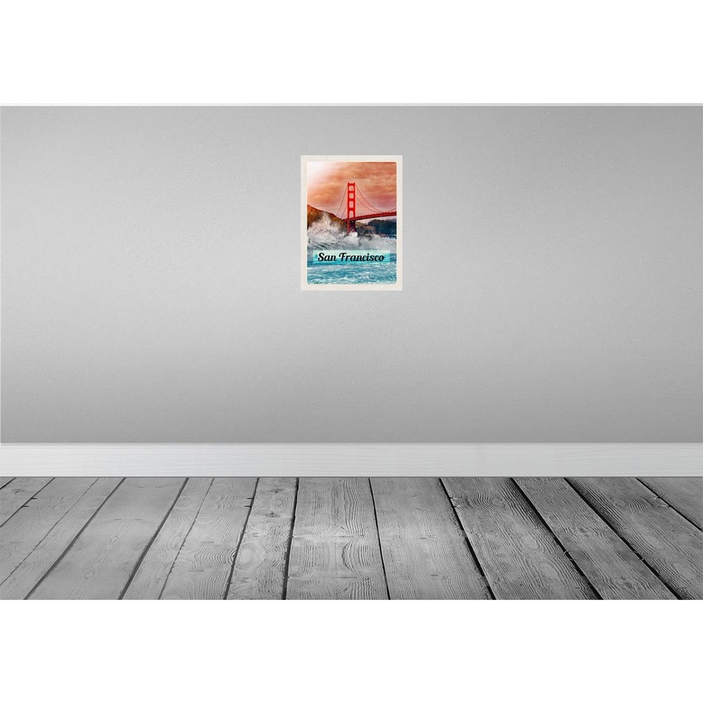 [LA-137172] Blechschild 40x30 cm San Francisco USA Urlaub Wellen Meer Brücke Bildmotiv Reisemotiv Abenteuer Reisen Amerika Bild 2