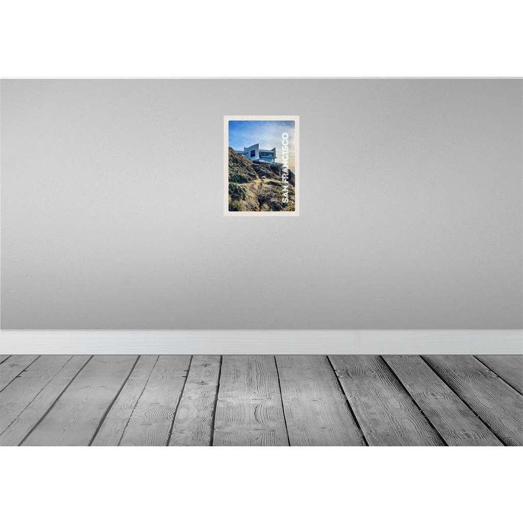 [LA-137175-H] Holzschild 40x30 cm San Francisco Gebäude Gebirge Aussicht Bildmotiv Reisemotiv Amerika USA Bild 2