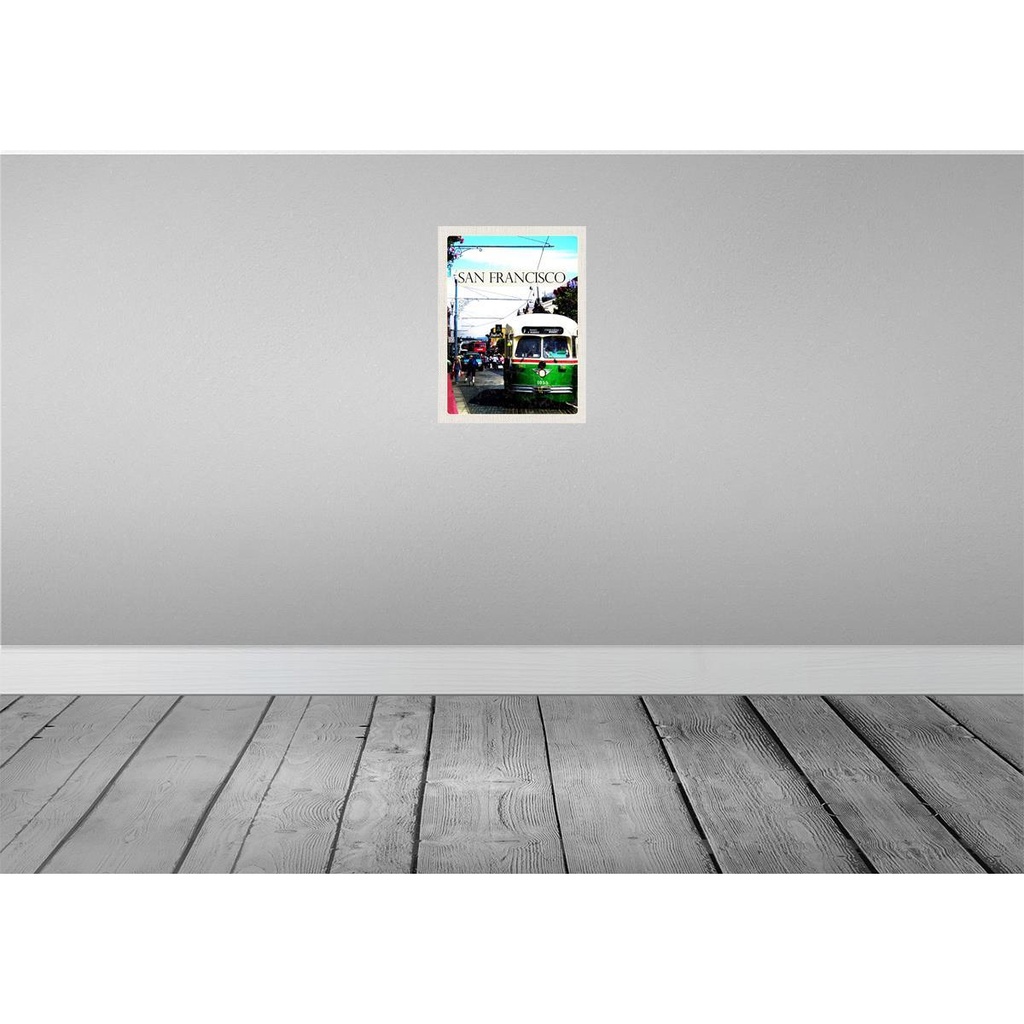 [LA-137182-H] Holzschild 40x30 cm San Francisco Menschen Straßenbahn Bildmotiv Reisemotiv Amerika USA Bild 2