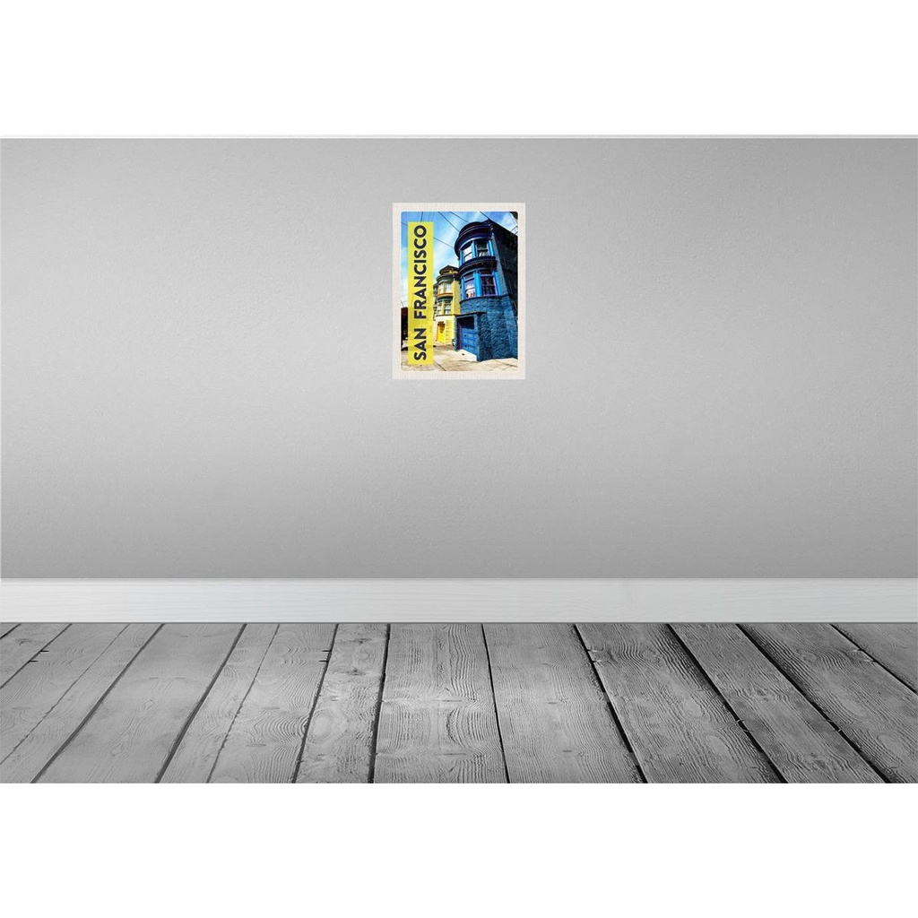 [LA-137183] Blechschild 40x30 cm San Francisco Amerika USA Urlaub Häuser blau gelb Bildmotiv Reisemotiv Abenteuer Reisen Bild 2