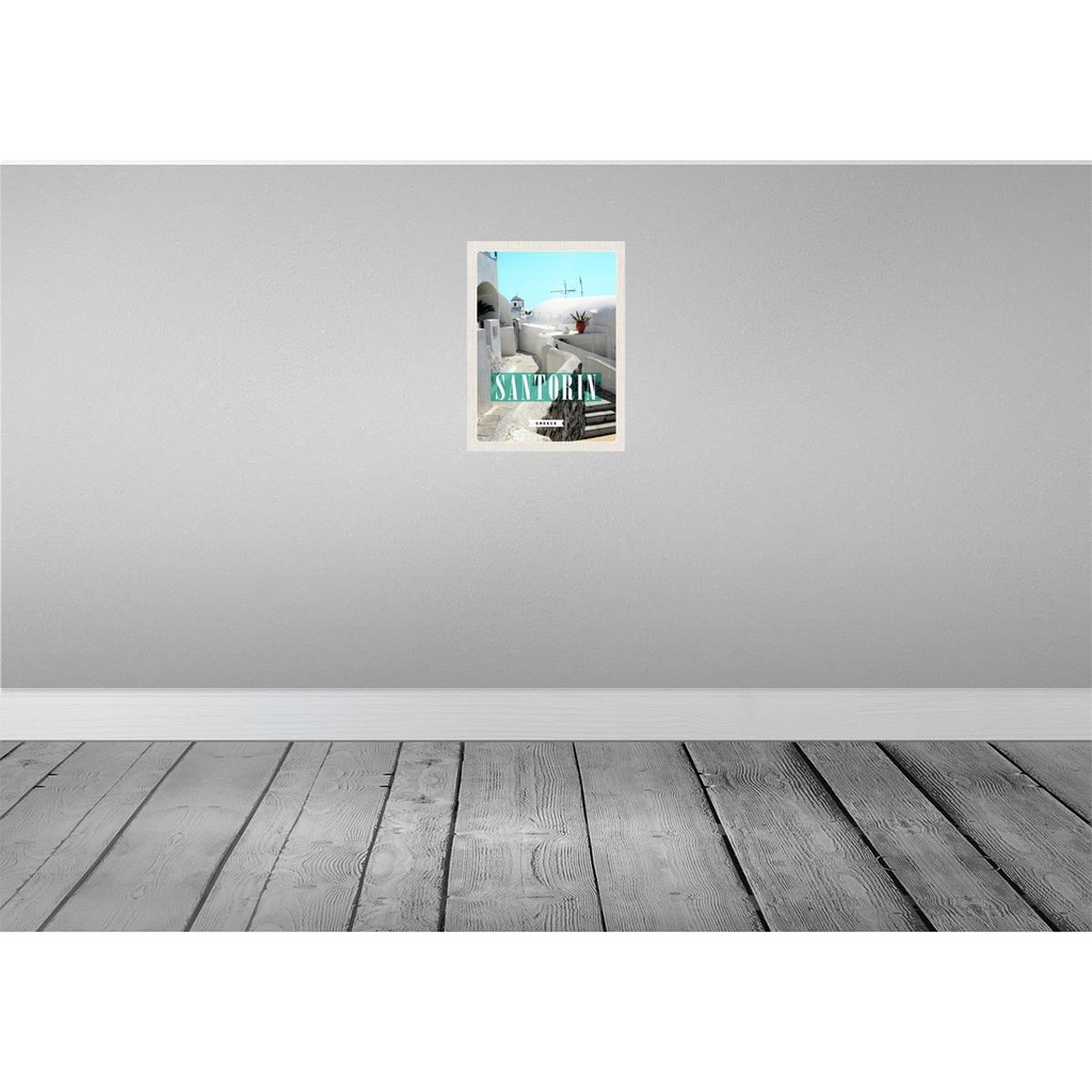 [LA-137191-H] Holzschild 40x30 cm Santorini Stadt weiße Gebäude Treppen Bildmotiv Reisemotiv Europa Bild 2