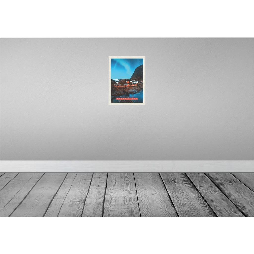 [LA-137203-H] Holzschild 40x30 cm SkandinawienMeer Gebirge Bildmotiv Reisemotiv Europa Bild 2