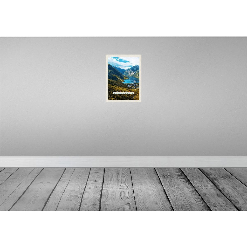 [LA-137205-H] Holzschild 40x30 cm Skandinawien Natur Meer Gebirge Schiff Bildmotiv Reisemotiv Europa Bild 2