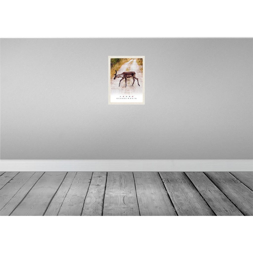 [LA-137206-H] Holzschild 40x30 cm Skandinawien Hirsch Natur Weg Bildmotiv Reisemotiv Abenteuer Reisen Bild 2