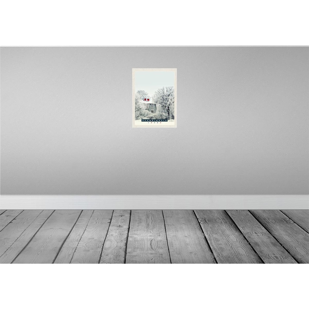 [LA-137214] Blechschild 40x30 cm Skandinawien Schnee Urlaub Weiß Natur Haus Bildmotiv Reisemotiv Abenteuer Reisen Europa Bild 2