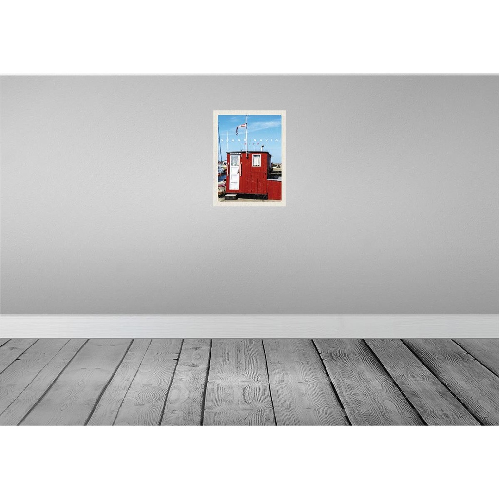[LA-137216-H] Holzschild 40x30 cm Skandinawien Meer Stromly rotes Haus Bildmotiv Reisemotiv Europa Bild 2