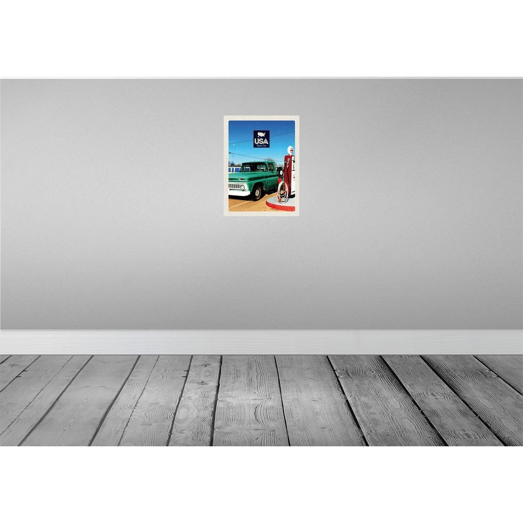 [LA-137278-H] Holzschild 40x30 cm Amerika Oldtimer Tanksäule PKW Bildmotiv Reisemotiv USA Bild 2
